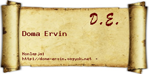 Doma Ervin névjegykártya